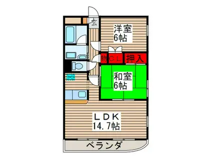 リーベン上尾(2LDK/2階)の間取り写真