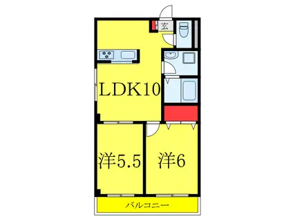 坂下町弥生マンション(2LDK/2階)の間取り写真