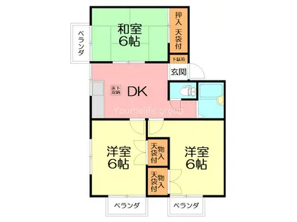 獺郷ドミール21(3DK/1階)の間取り写真