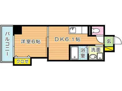 THE SQUARE SUITE RESIDENCEザ・スクエア・ス(1DK/5階)の間取り写真