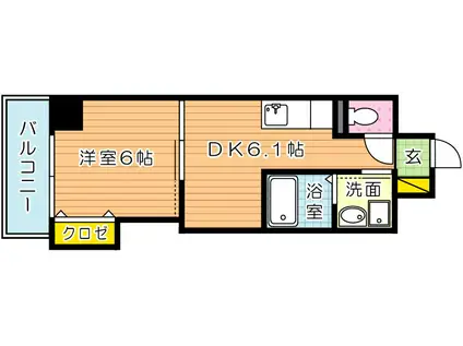 THE SQUARE・SUITE RESIDENCEザ・スクエアスイ(1DK/3階)の間取り写真
