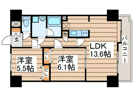 HOKULEA SENDAI(2LDK/1階)の間取り写真