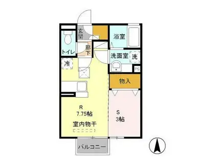 フミカ・トゥールC(1DK/1階)の間取り写真