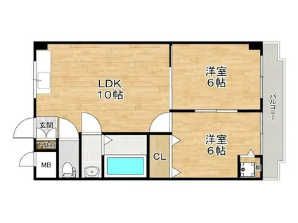 メゾンドソレイユ(2LDK/1階)の間取り写真