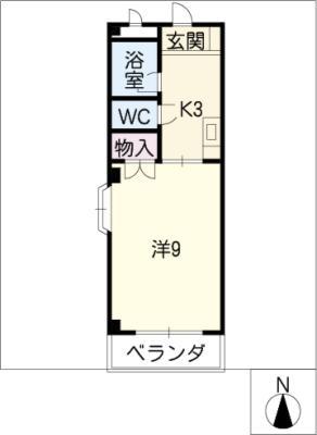 ウッドベル(1K/3階)の間取り写真