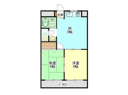 健生館マンション(2DK/8階)の間取り写真