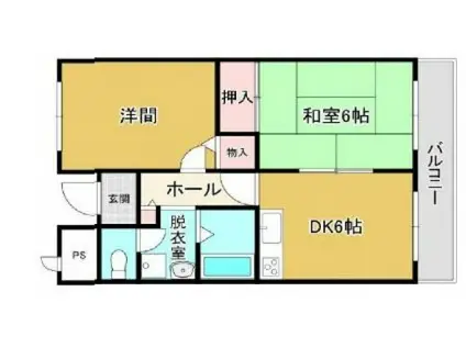 オーク国分(2DK/3階)の間取り写真