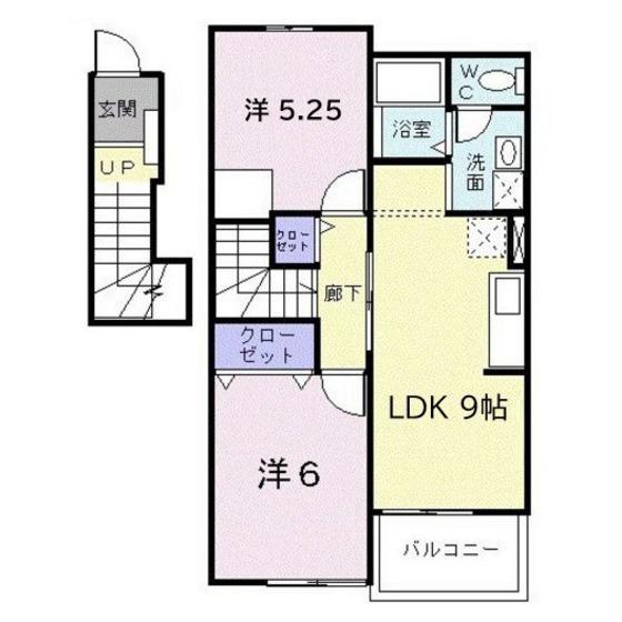 ヴィラ柏木(2LDK/2階)の間取り写真