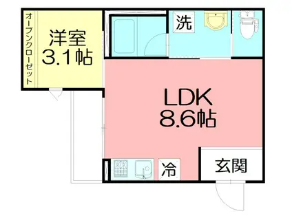 シーキューブ東海岸南(1LDK/2階)の間取り写真
