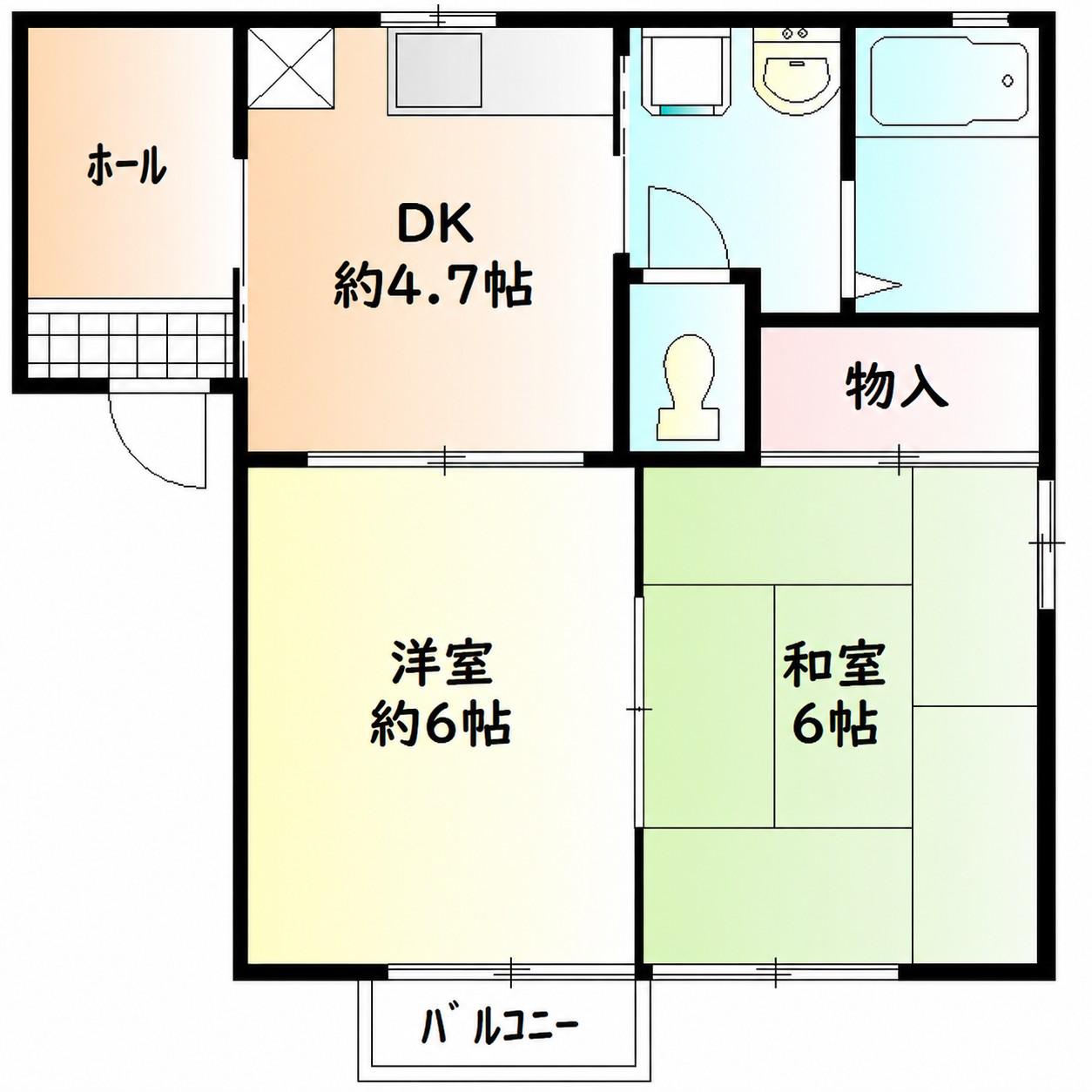 シティライフ小池C棟(2DK/1階)の間取り写真