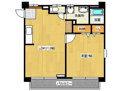 グレイスビル(1LDK/3階)の間取り写真