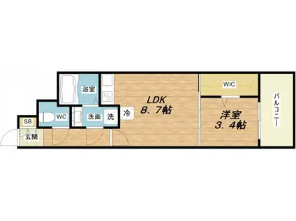 セレニテ堺筋本町プリエ(1LDK/12階)の間取り写真