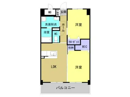 フェリシアス(2LDK/6階)の間取り写真