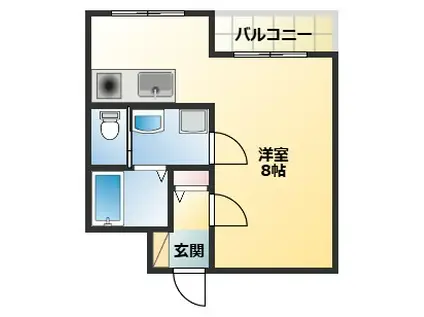 ウェルバート瓜破(1K/4階)の間取り写真