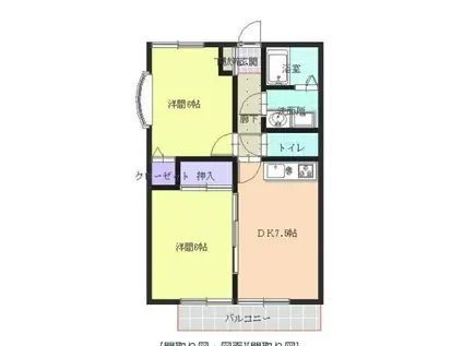 メロディハイツ山田(2DK/2階)の間取り写真