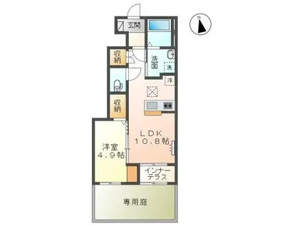 アンソレイユ(1LDK/1階)の間取り写真