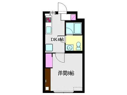 ドミール江西(1K/3階)の間取り写真