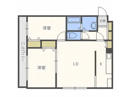 パシフィック元町パッセージ(2LDK/2階)の間取り写真