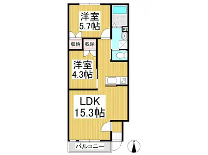 D上丸子(2LDK/1階)の間取り写真