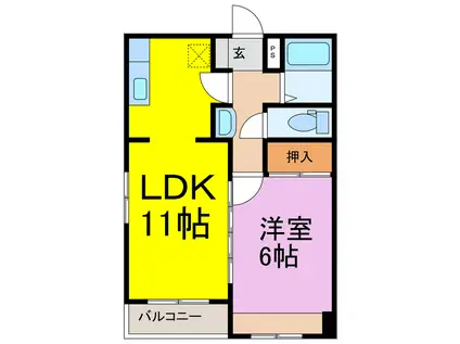 ブルーベイYAGYU2(1LDK/2階)の間取り写真