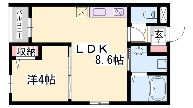 ALMO姫路駅前(1LDK/3階)の間取り写真