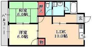 マンションエバーグリーン(2LDK/4階)の間取り写真