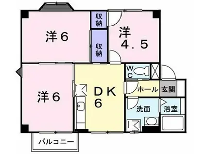 シャルマンハイムI(3DK/2階)の間取り写真
