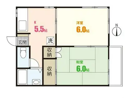 ベルグランフロイデ(2DK/2階)の間取り写真