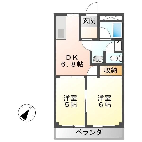 プロニティコーポ(2DK/2階)の間取り写真