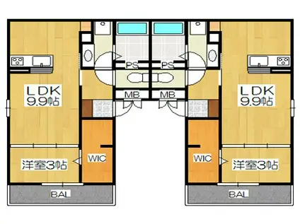 ペガコーン(1LDK/2階)の間取り写真