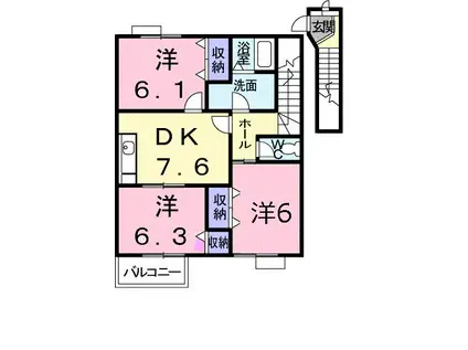 メゾンメールB(3DK/2階)の間取り写真