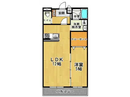 マンションプラチードグランデ(1LDK/1階)の間取り写真
