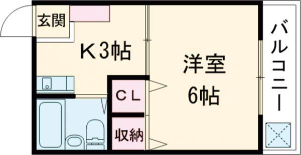 大須ハイツ(1K/3階)の間取り写真
