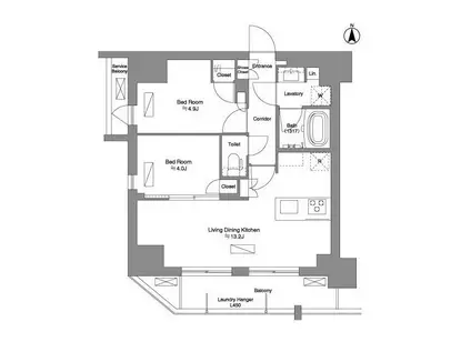 ブリリアイスト新御徒町(2LDK/12階)の間取り写真