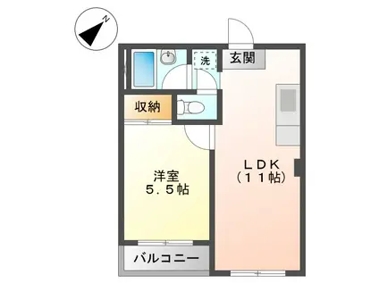 タウン西野(1LDK/5階)の間取り写真