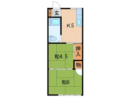 丹治ハイツ(2K/2階)の間取り写真