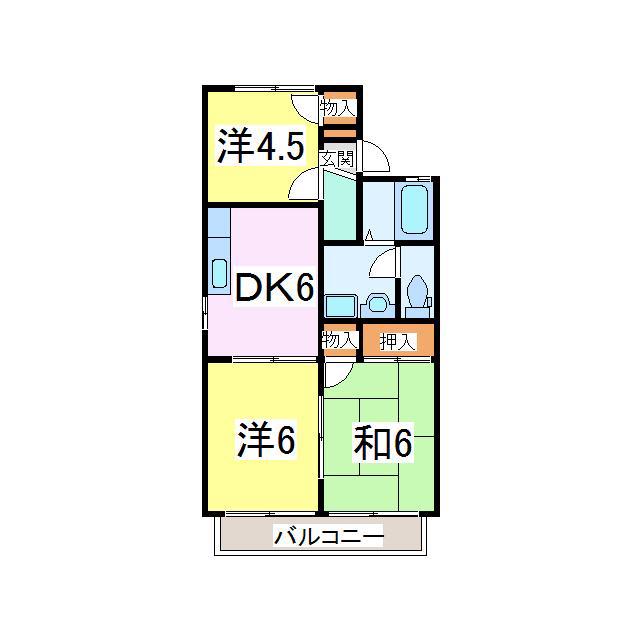 プレミールハイツ六番館(3DK/2階)の間取り写真