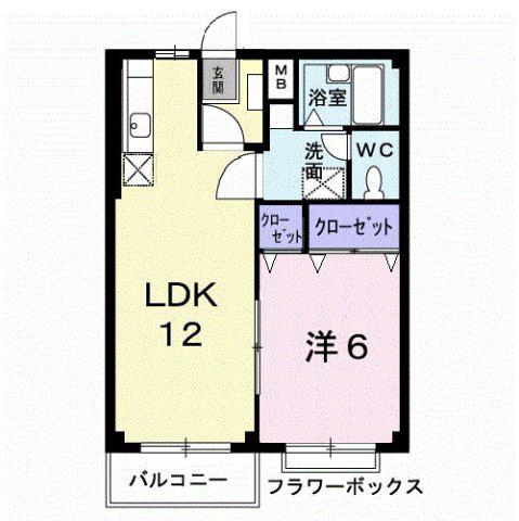 エルディム川善(1LDK/2階)の間取り写真