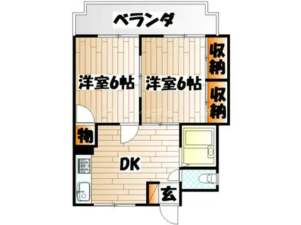 シャトレ熊本(2DK/5階)の間取り写真
