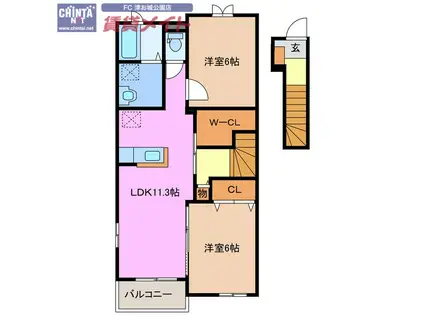 クレア II(2LDK/2階)の間取り写真