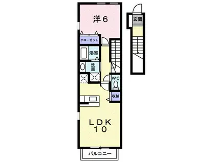 カーサ・フェリーチェ(1LDK/2階)の間取り写真