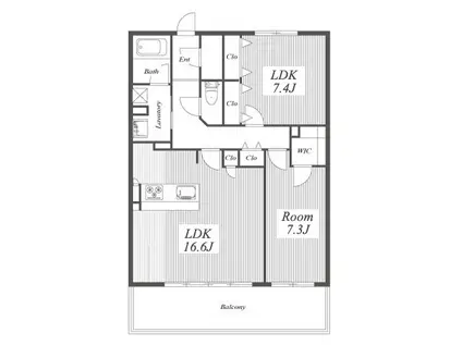 ロイヤルパークスERささしま(2LDK/17階)の間取り写真