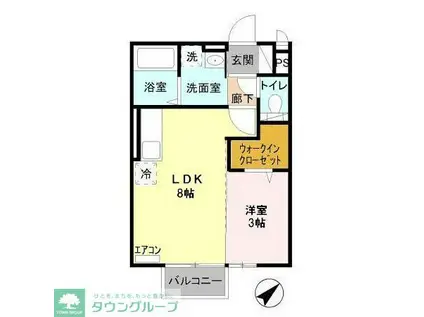 ウィスタリア・モナリエ(1LDK/1階)の間取り写真