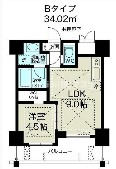 ノルデンハイム天神橋アドバンス(1LDK/7階)の間取り写真