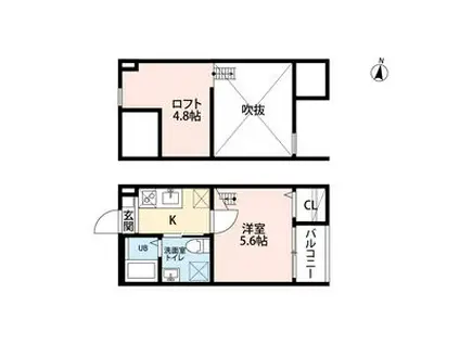 THANKFUL(1K/1階)の間取り写真