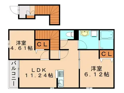 GRAND REVE(2LDK/2階)の間取り写真