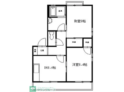 ディアコートC棟(2DK/1階)の間取り写真