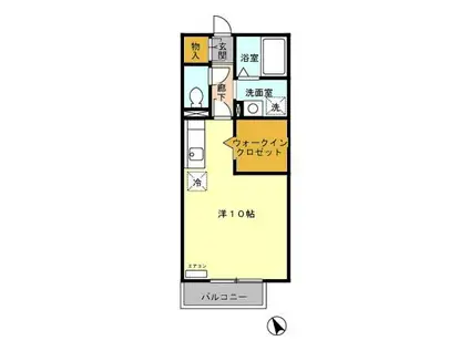 GRANDUO(ワンルーム/1階)の間取り写真