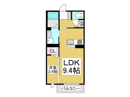 BLUE LEAF 岡谷銀座(1LDK/2階)の間取り写真