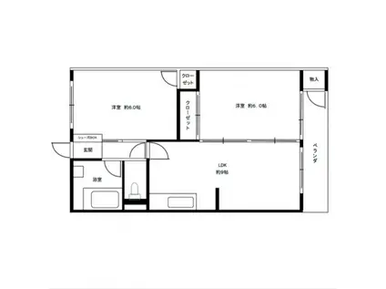 ユナイテッド南津留(2LDK/4階)の間取り写真